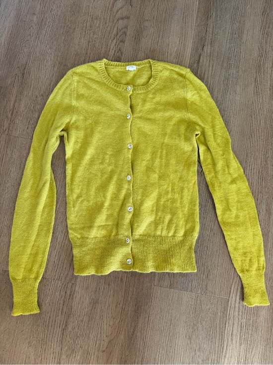 J. Crew Sweaters - J. Crew Chartreuse Wool Blend Button Up Cardigan Sweater Size Small